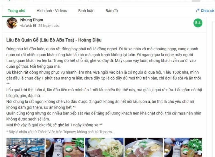 Đánh giá của khách hàng khi thưởng thức lẩu bò tại đây